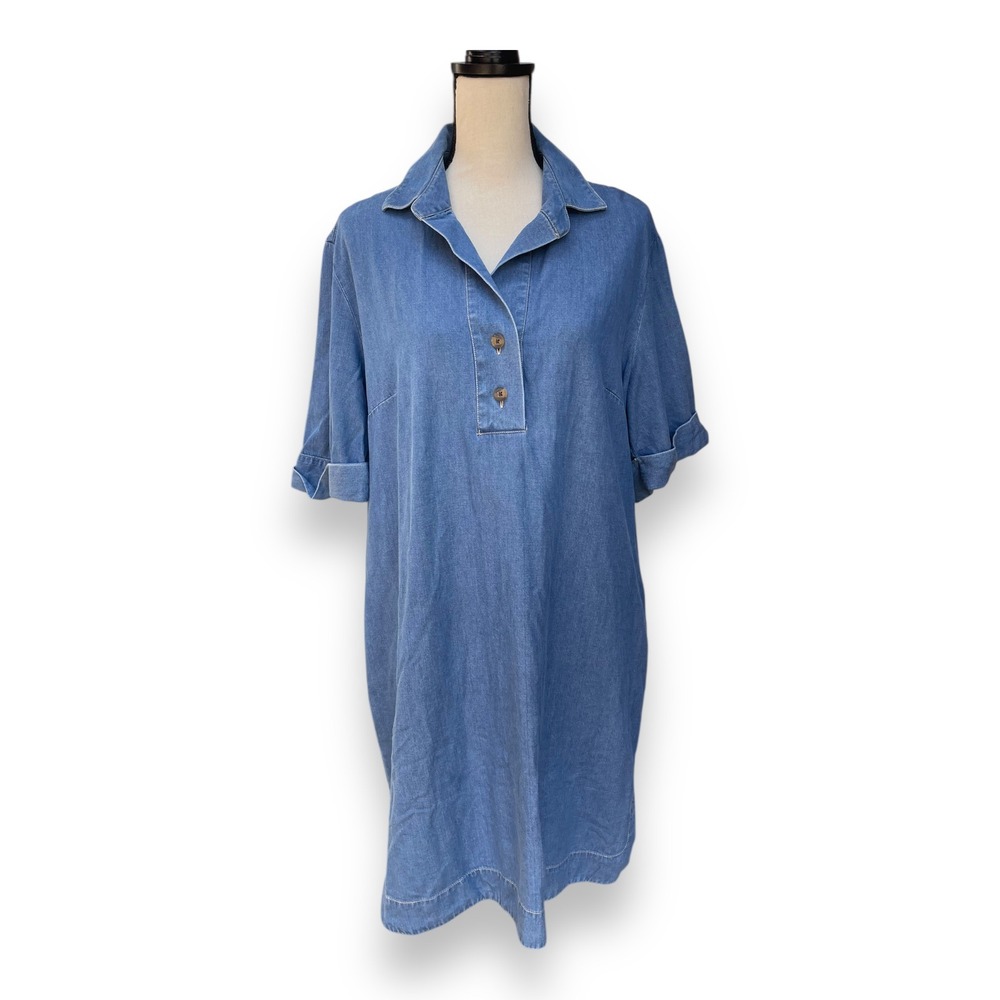 HINSON WU Casual Denim Shirt Dress - Blue